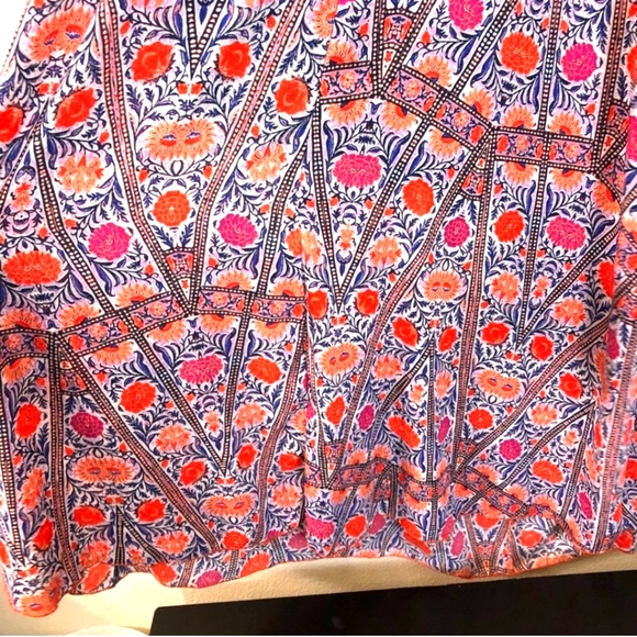 Lulus White, Blue, Orange Patterned Maxi Dress (L) - Picture 9 of 11